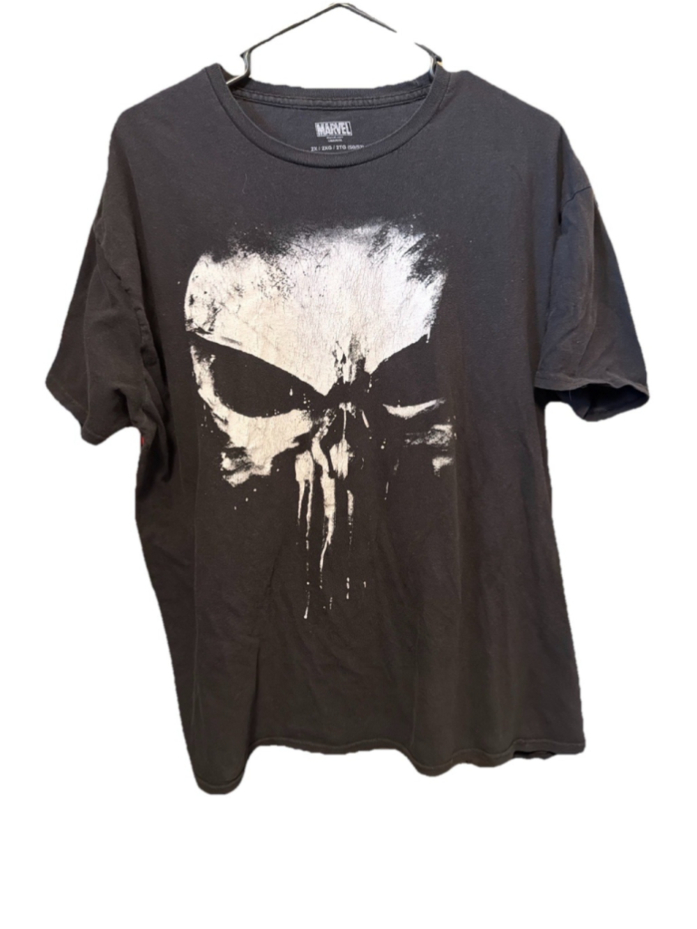 Marvel Punisher Skull Tee Washed Black Graphic Shirt Streetwear